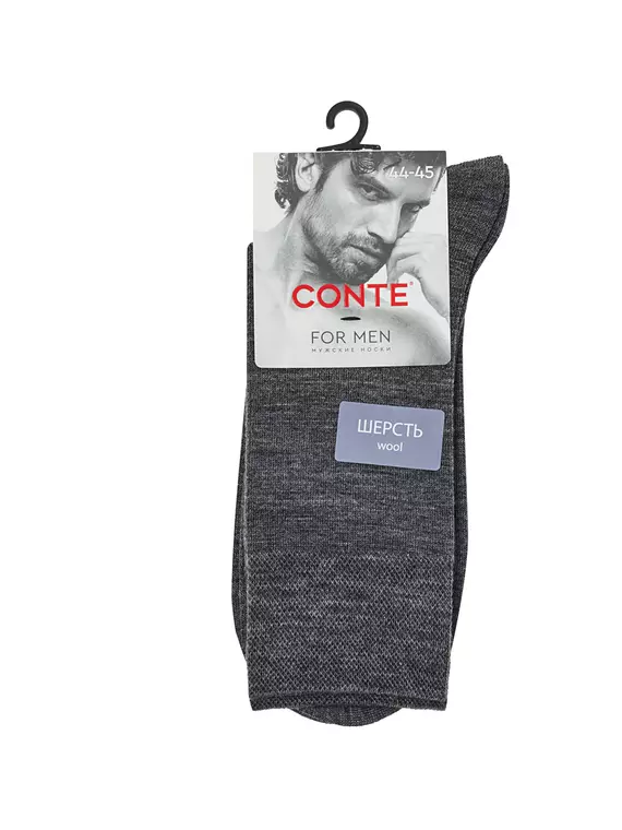Мужские удлинённые носки с шерстью conte 000 темно-серый, 25С-87СП, 44-45 (29), CONTE,  - 4