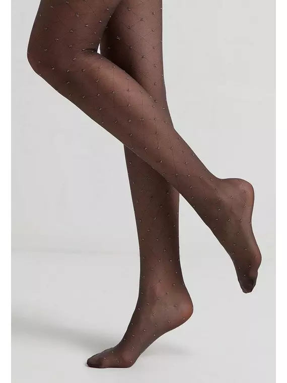 Колготки с рисунком «ромбы» и горошком из люрекса lusso grafit, 20С-92СП, 2, CONTE ELEGANT,  - 5