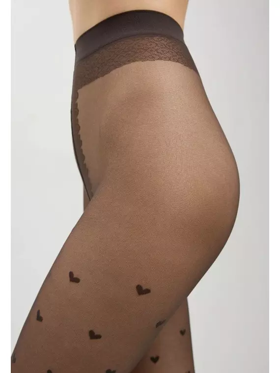 Фантазийные колготки с рисунком "сердечки" bonheur grafit, 19С-109СП, 5, CONTE ELEGANT,  - 3