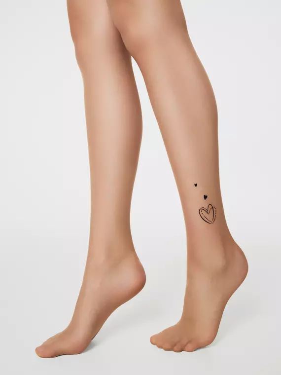 Колготки с имитацией тату «сердечки» fantasy compliment bronz, 25С-93СП, 3, CONTE ELEGANT,  - 3