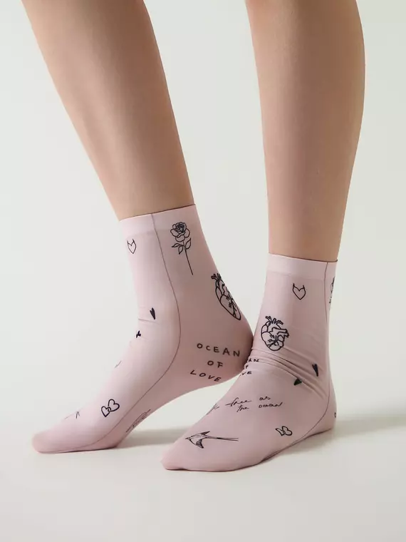 Носки с рисунком «tattoo» fantasy 70 den 142 mix, 17С-34СП, 36-39 (23-25), CONTE ELEGANT,  - 2