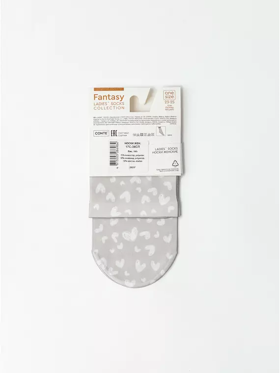 Носки с рисунком «белые сердечки» fantasy 70 den 145 mix, 17С-34СП, 36-39 (23-25), CONTE ELEGANT,  - 5