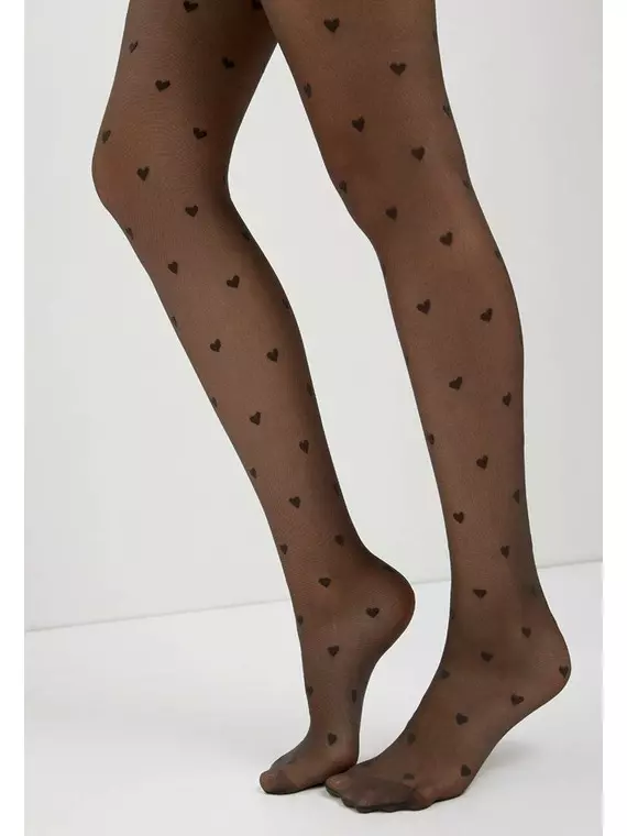 Фантазийные колготки с рисунком "сердечки" bonheur grafit, 19С-109СП, 5, CONTE ELEGANT,  - 5