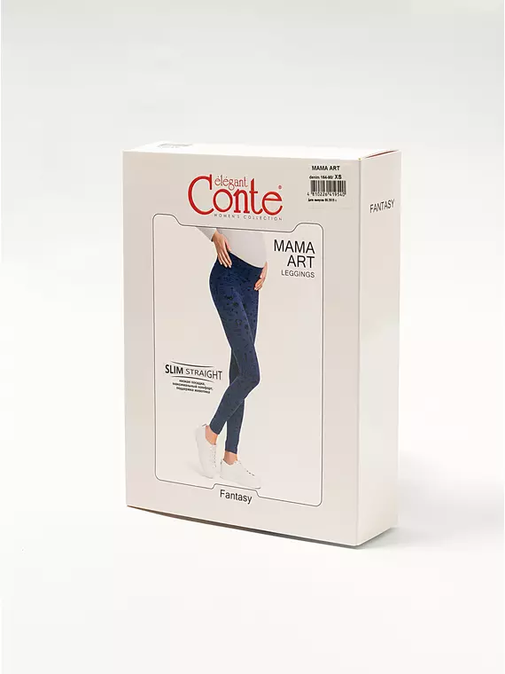 Ультракомфортные леггинсы для беременных с трендовым рисунком mama art denim, 18С-592ТСП, 170-106/XL, CONTE ELEGANT,  - 1