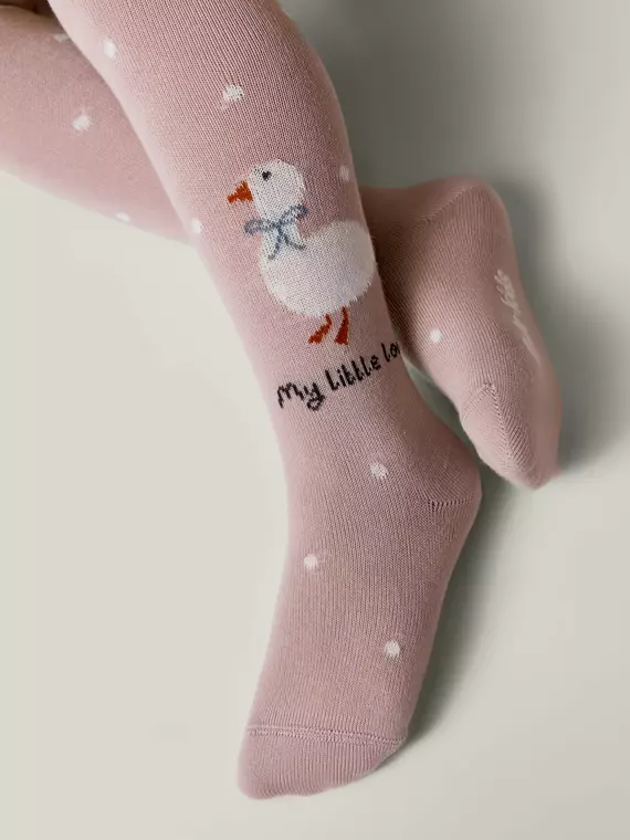 Колготки с рисунком «уточка» tip-top 713 пепельно-розовый, 4С-03СП, 80-86 (14), CONTE-KIDS,  - 2