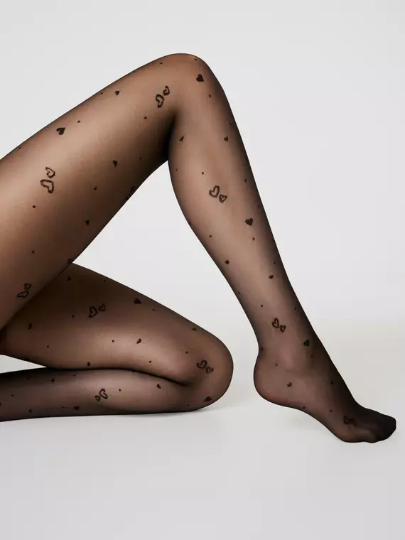 Колготки с сердечками fantasy cuore nero, 25С-89СП, 5, CONTE ELEGANT,  - 3