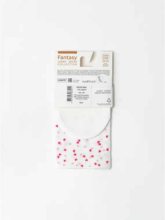 Носки с рисунком «сердечки» fantasy 70 den 148 mix, 17С-34СП, 36-39 (23-25), CONTE ELEGANT,  - 5