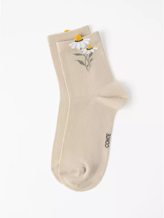 Удлинённые женские носки с пикотом «ромашки» conte classic 1154 бежевый, 17С-183СП, 36-39, CONTE ELEGANT,  - 3