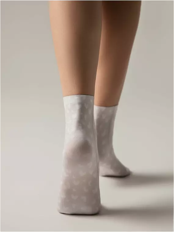 Носки с рисунком «белые сердечки» fantasy 70 den 145 mix, 17С-34СП, 36-39 (23-25), CONTE ELEGANT,  - 2