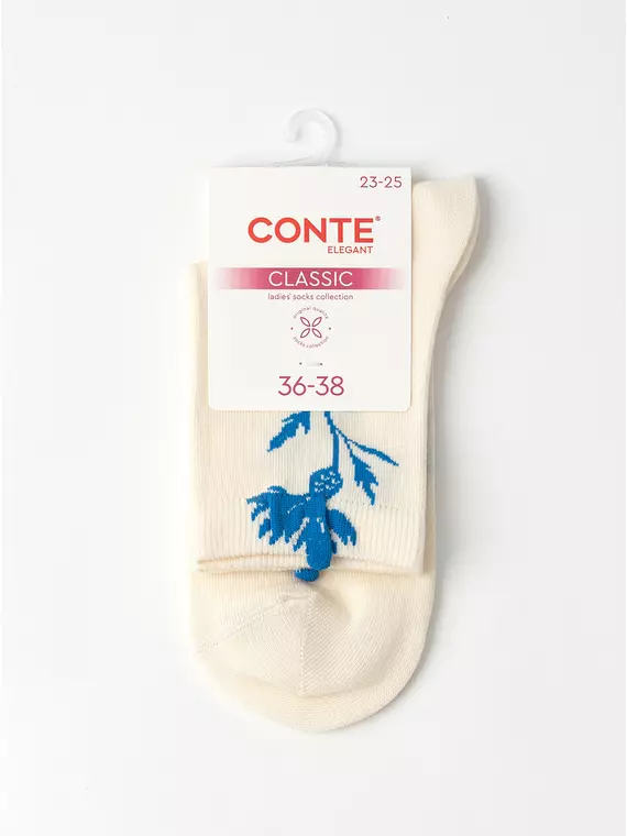 Удлинённые женские носки с пикотом «василёк» conte classic 1155 капучино, 17С-183СП, 36-39, CONTE ELEGANT,  - 5