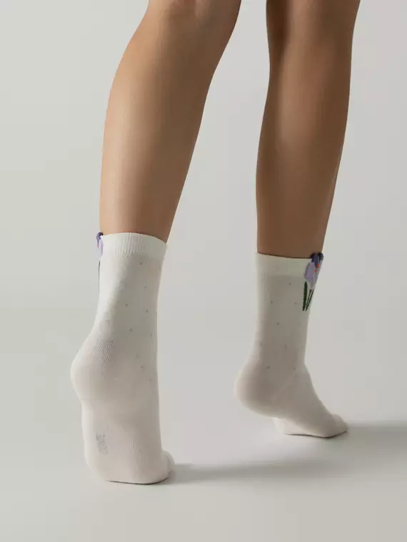 Удлинённые женские носки с пикотом «крокус» conte classic 1136 молочный, 17С-183СП, 36-39 (23-25), CONTE ELEGANT,  - 3