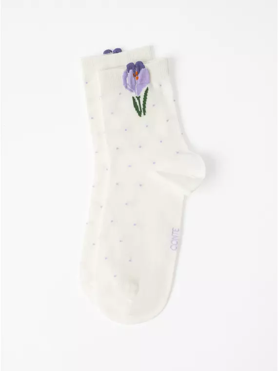 Удлинённые женские носки с пикотом «крокус» conte classic 1136 молочный, 17С-183СП, 36-39 (23-25), CONTE ELEGANT,  - 4