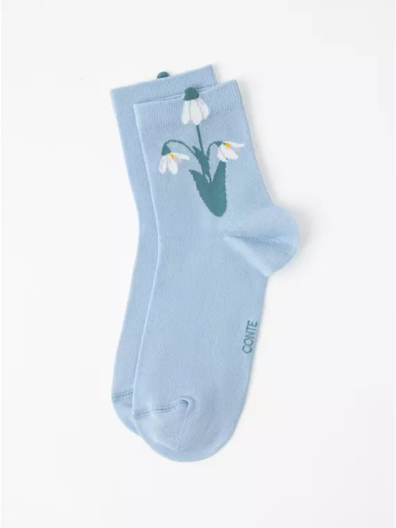 Удлинённые женские носки с пикотом «подснежник» conte classic 1138 светло-голубой, 17С-183СП, 36-39, CONTE ELEGANT,  - 4