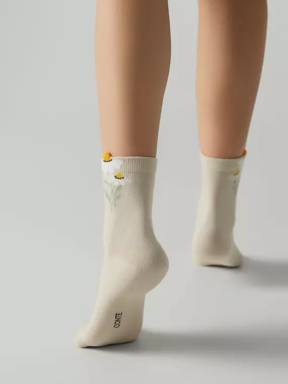 Удлинённые женские носки с пикотом «ромашки» conte classic 1154 бежевый, 17С-183СП, 36-39, CONTE ELEGANT,  - 2