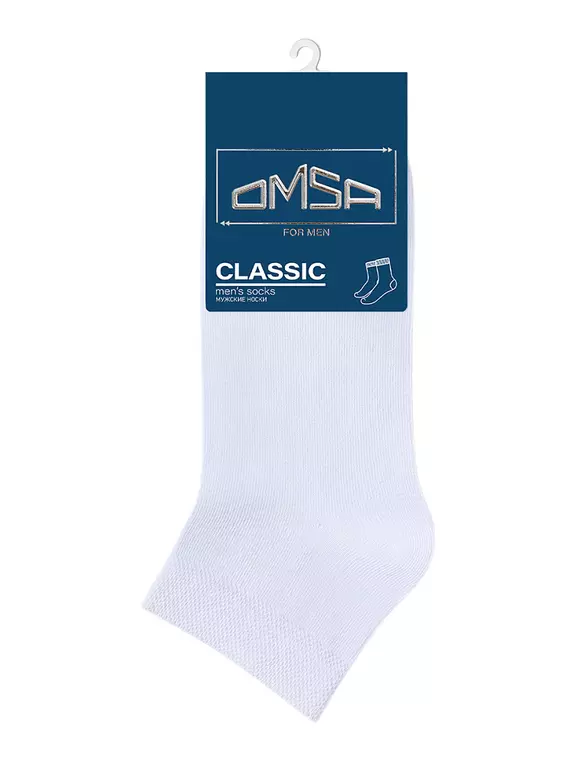 Укороченные мужские носки omsa classic 201 bianco, , 39-41 (25-27), OMSA, - 4