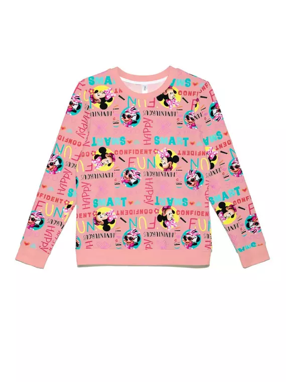 Хлопковый женский свитшот с ярким принтом и надписями ©disney ld 951 pink fun, 18С-726ТСП, 170-92, CONTE ELEGANT,  - 3