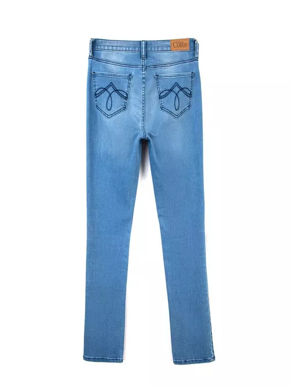 Ультракомфортные женские прямые джинсы с высокой посадкой con-47 темно-синий, CON-47, 170-98/M, CONTE ELEGANT,  - 4