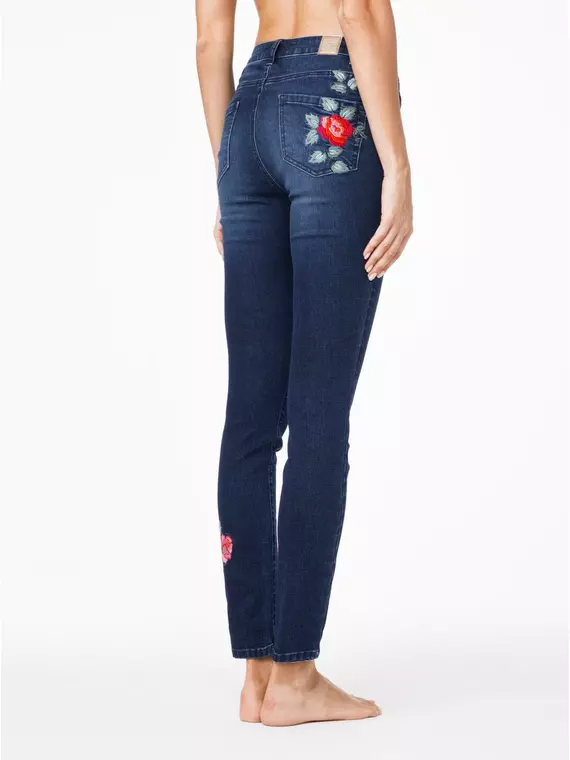 Ультрамодные джинсы skinny с вышивкой и эффектом сильной поношенности fashion conte con-53 темно-синий, CON-53, 170-98/M, CONTE ELEGANT,  - 3