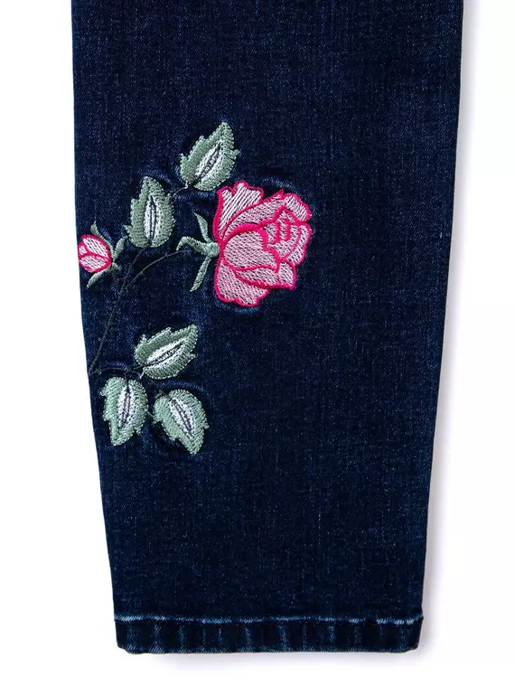 Ультрамодные джинсы skinny с вышивкой и эффектом сильной поношенности fashion conte con-53 темно-синий, CON-53, 170-98/M, CONTE ELEGANT,  - 9