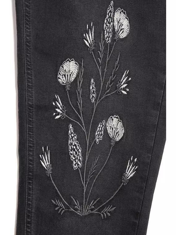 Моделирующие женские джинсы из премиального денима с вышивкой con-100 черный, CON-100, 170-94/S, CONTE ELEGANT,  - 6