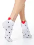 Короткие женские хлопковые носки с пикотом-«сердечком» в горошек 222 белый