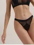 Трусы женские «танга» из хлопка и эластичной сеточки RIB WITH MESH LTA 2495 black