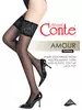 Чулки с ажурной резинкой и эффектом шелка AMOUR nero