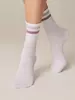 Носки женские хлопковые с яркими полосками из люрекса ACTIVE 157 белый-светло-серый