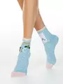 Хлопковые женские носки conte happy с рисунками "лама и кактус" 173 голубой, , 36-39 (23-25), CONTE ELEGANT, - 1