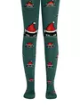 Колготки детские новогодние с помпоном «xmas cat» conte-kids 557 темно-бирюзовый, , 92-98 (14), CONTE-KIDS, - 1