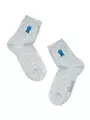 Однотонные детские хлопковые носки с вышивкой tip-top 515 светло-серый, , 18, CONTE-KIDS, - 1