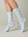 Удлиненные женские носки с хлопком 558 белый-бирюза, , 36-39 (23-25), CONTE ELEGANT, - 1
