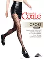 Колготки женские с рисунком «крестики» cross fantasy nero, , 3, CONTE ELEGANT, - 1