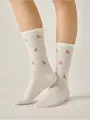 Хлопковые удлиненные носки conte active 708 молочный, , 36-38 (23-25), CONTE ELEGANT, - 1