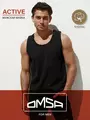 Майка мужская omsa cotton u1101 nero, , 46 (M), OMSA, - 1