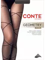 Колготки с имитацией шнуровки fantasy geometry nero, , 3, CONTE ELEGANT, - 1
